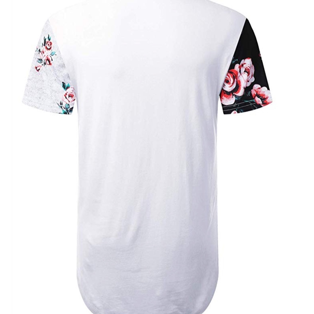 Mens Hipster Hip Hop Floral Graphic T-Shirt - Picture 2 of 2